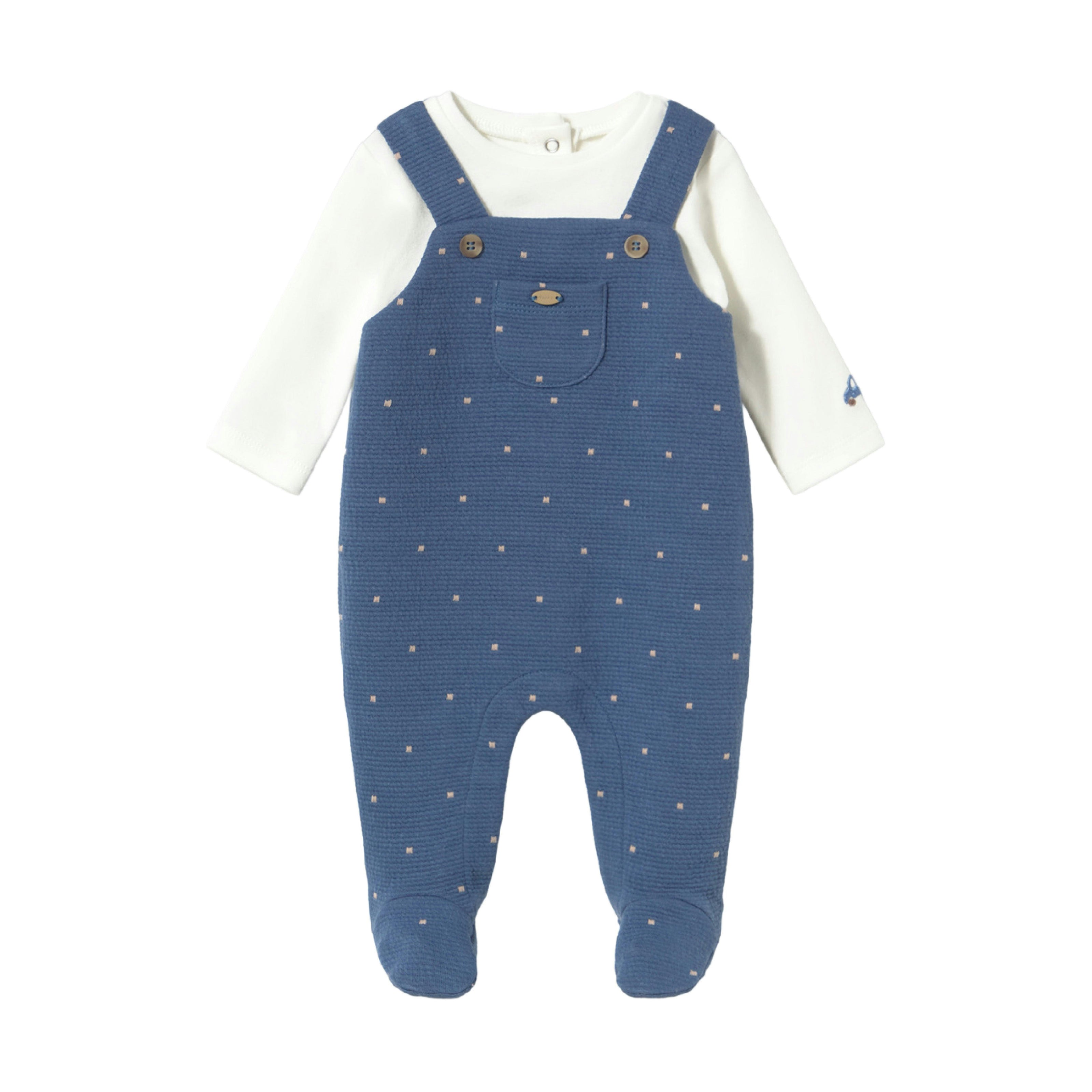 Blueberry Baby Overall Set with Polka Dots