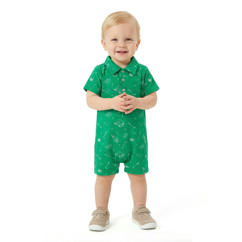 Printed Baby Romper | Green Golf