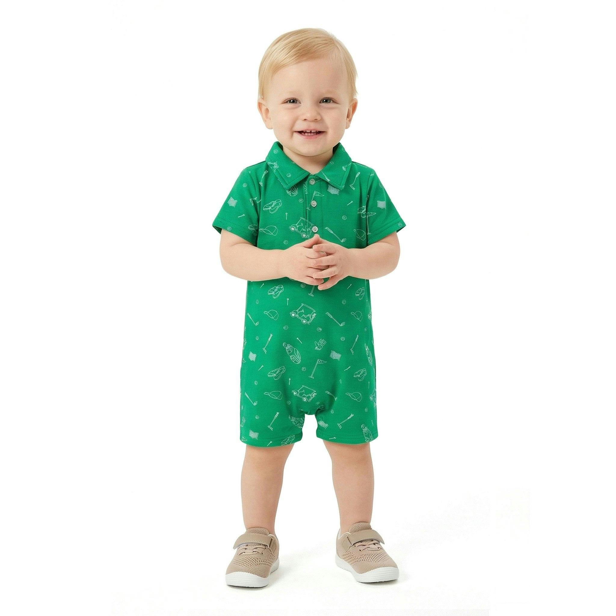 Printed Baby Romper | Green Golf