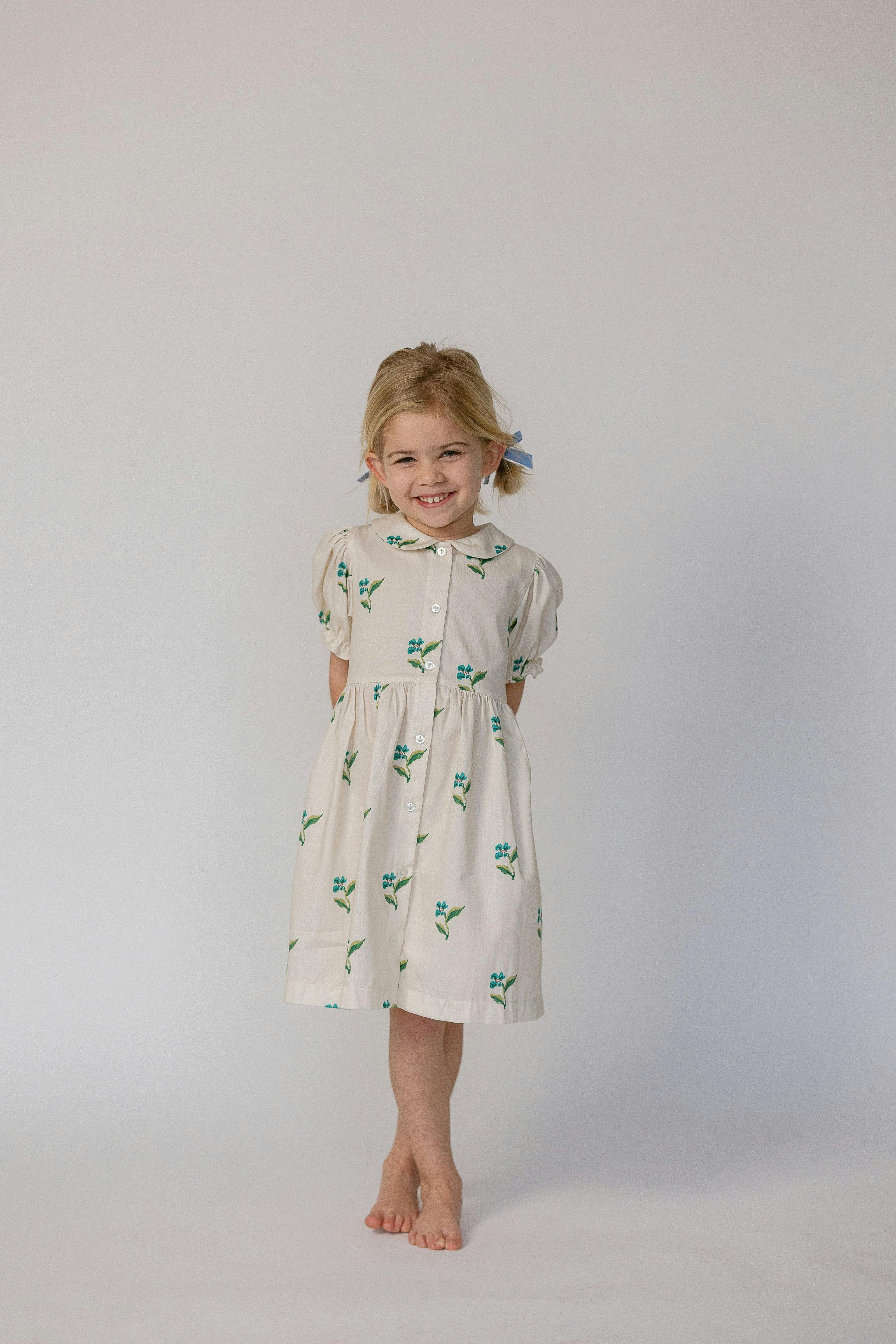 Charlotte Dress in Flame Stitch Floral