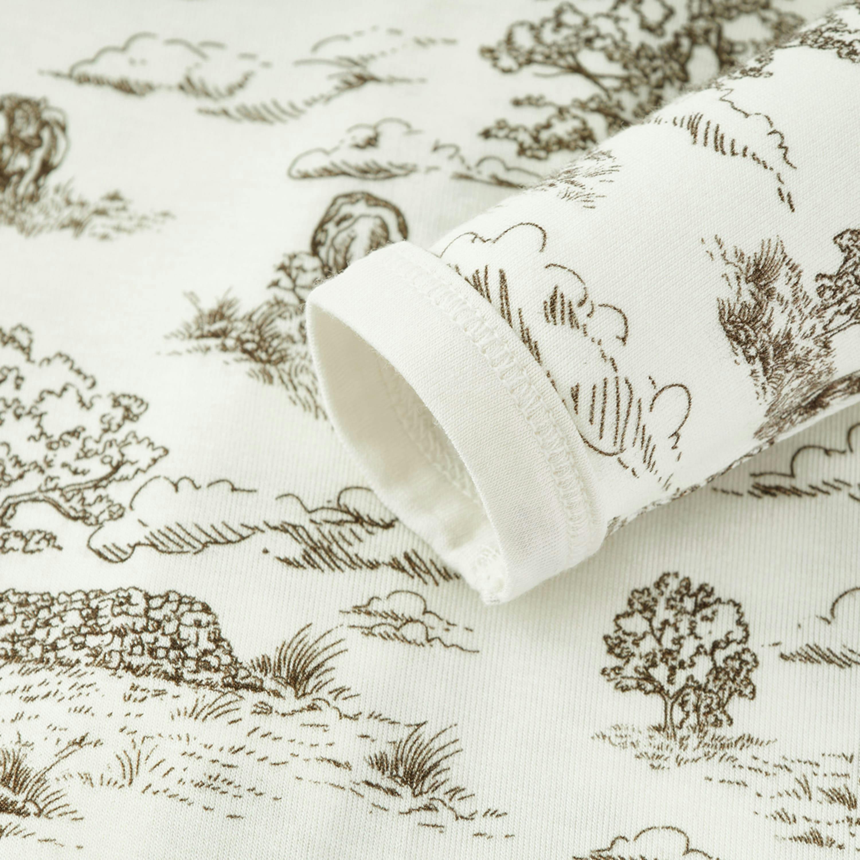 Country Toile Luxe Stretch Zipper Footed Romper