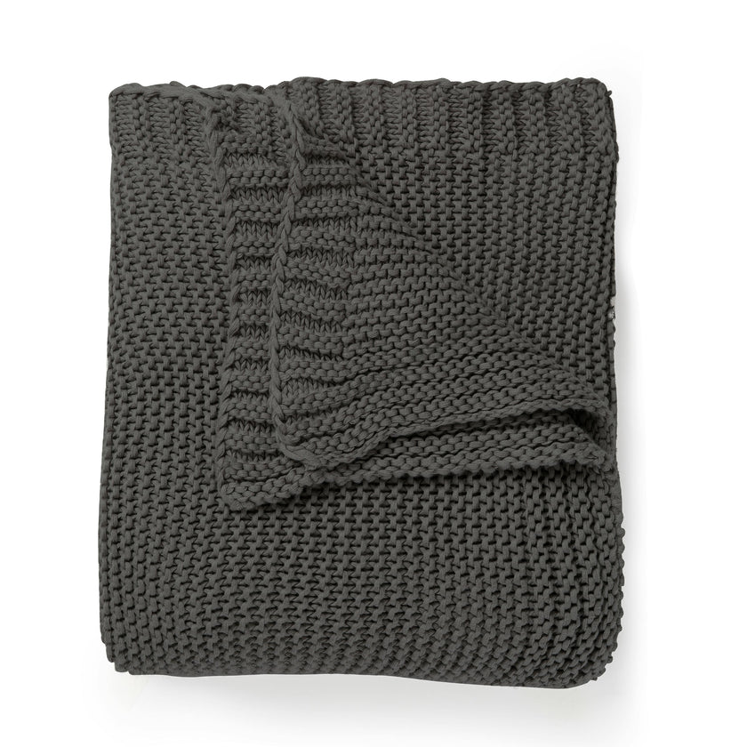 Organic Knit Throw Blanket - Charcoal Gray