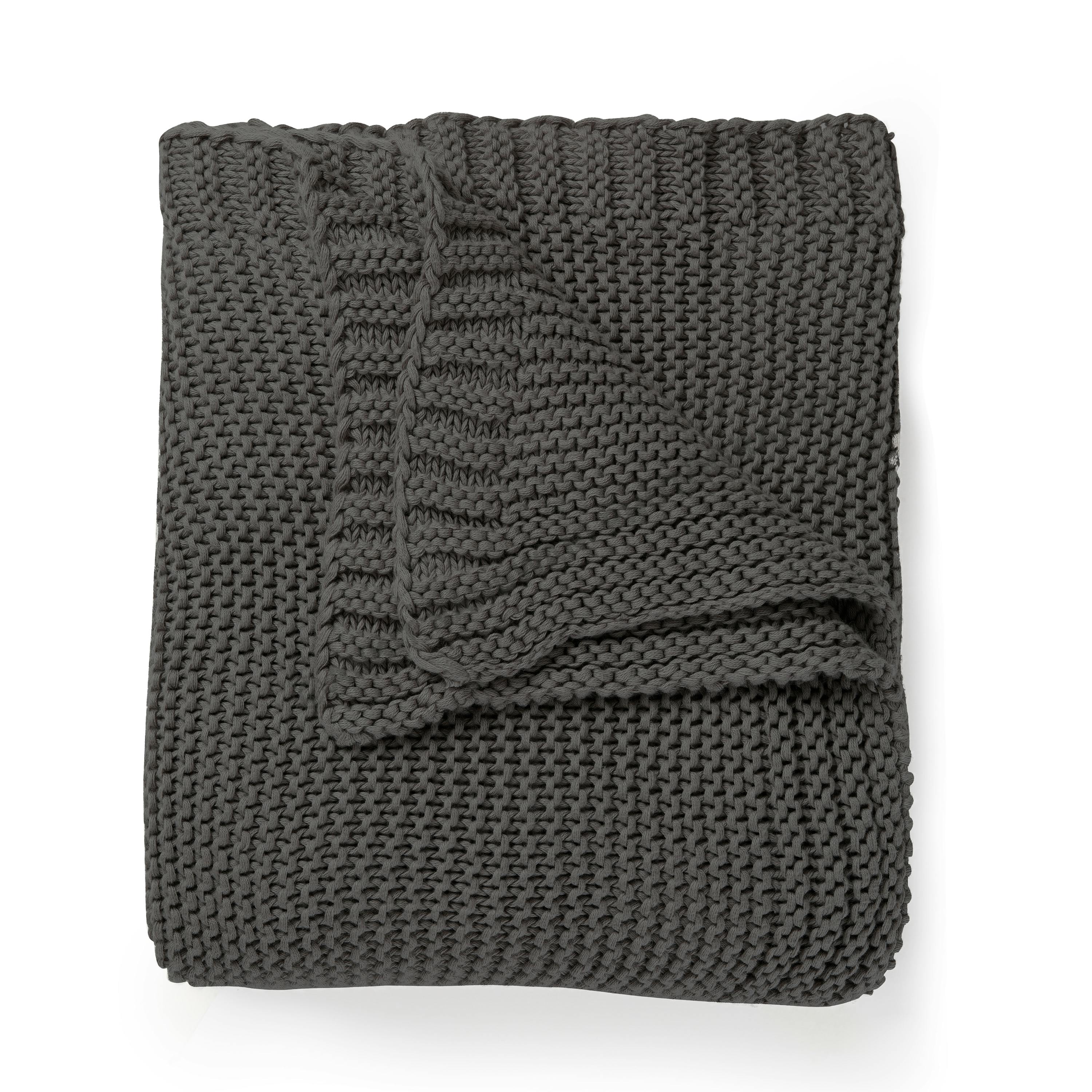 Organic Knit Throw Blanket - Charcoal Gray