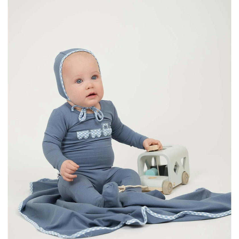 Gingham Train Footie