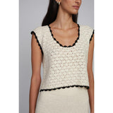 ZARIA CROCHET TOP | IVORY W/ BLACK TIPPING