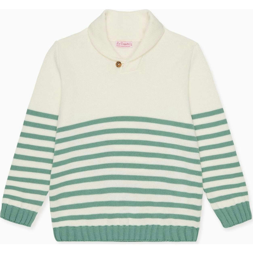 Sage Stripe Goyo Cotton Boy Jumper