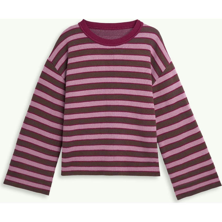 women's cotton sweater - berry stripes