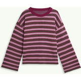 women's cotton sweater - berry stripes