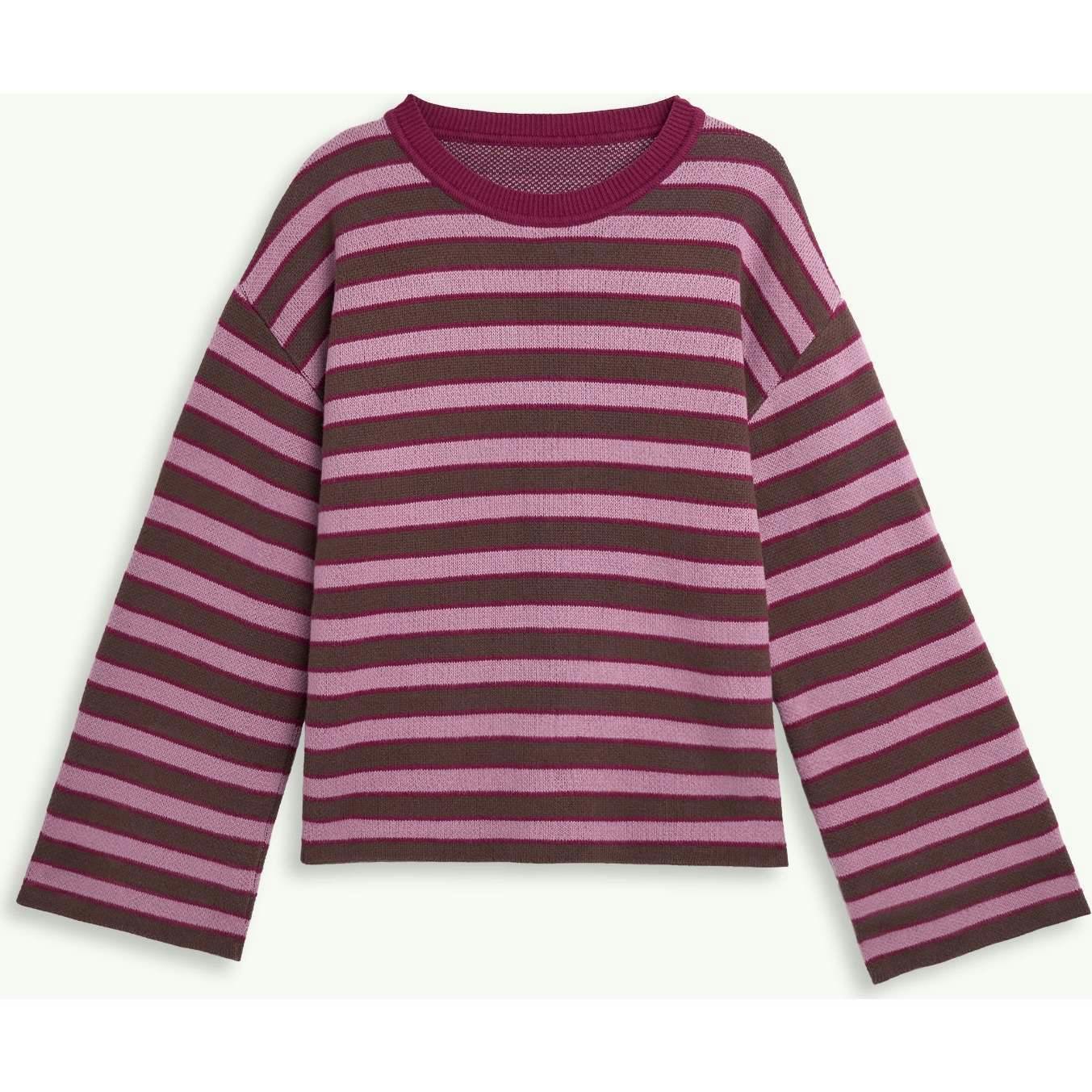 women's cotton sweater - berry stripes