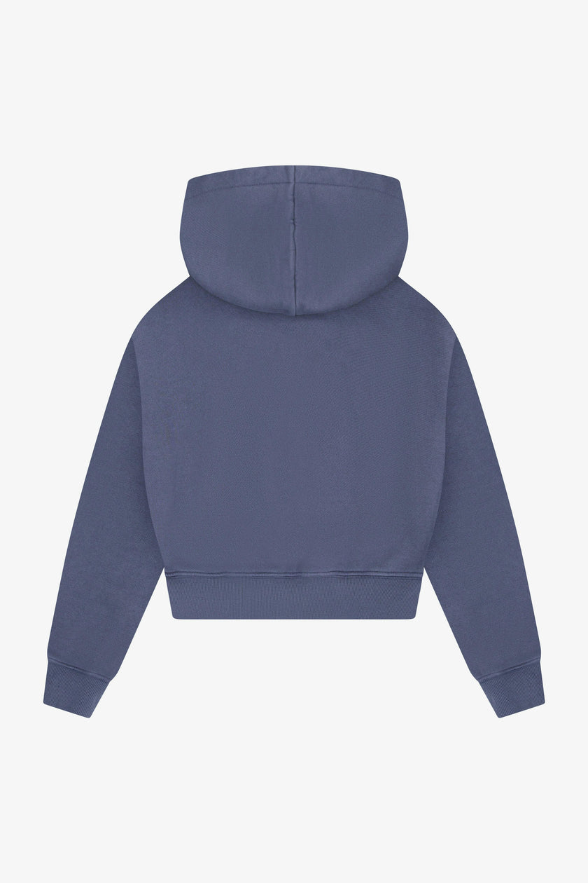 Tenly Cotton Fleece Cropped Kangaroo Pocket Hoodie