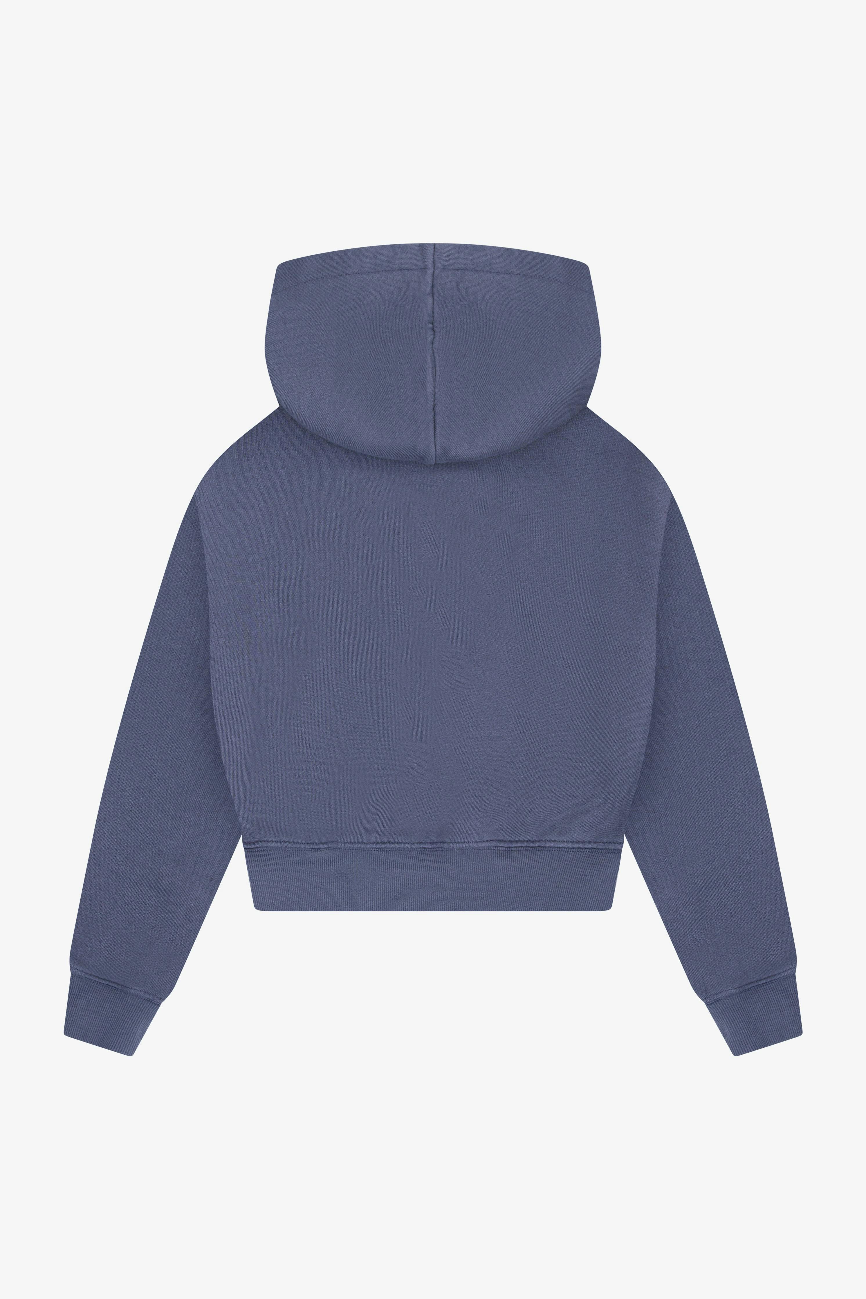 Tenly Cotton Fleece Cropped Kangaroo Pocket Hoodie