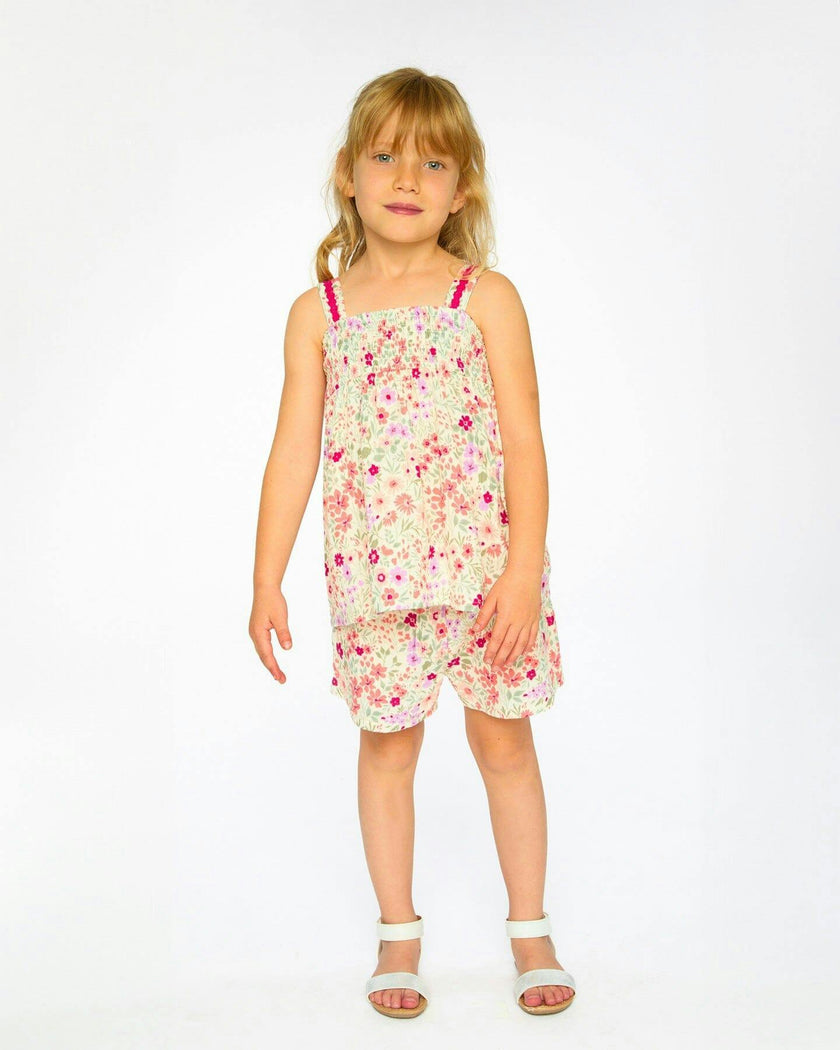 Tank Top With Smocking And Shorts Set In Muslin
