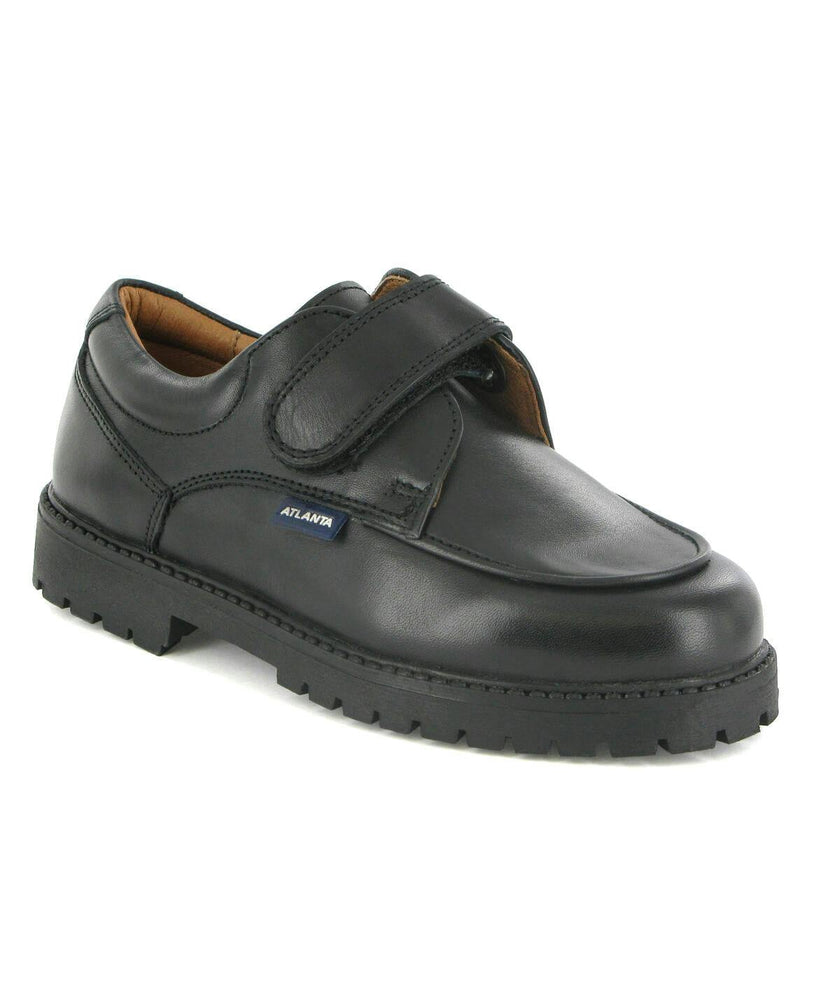 College Shoe with Velcro in Smooth Leather, Black