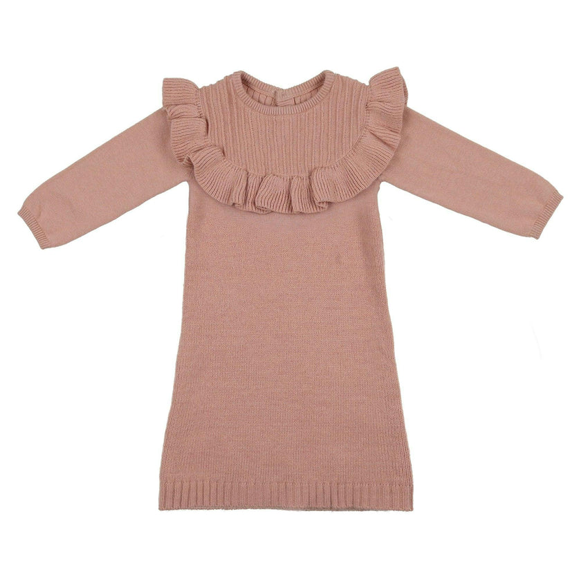 Yoke Collar Ruffle Knit Dress