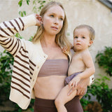 women's cocoa gingham bandeau bikini top