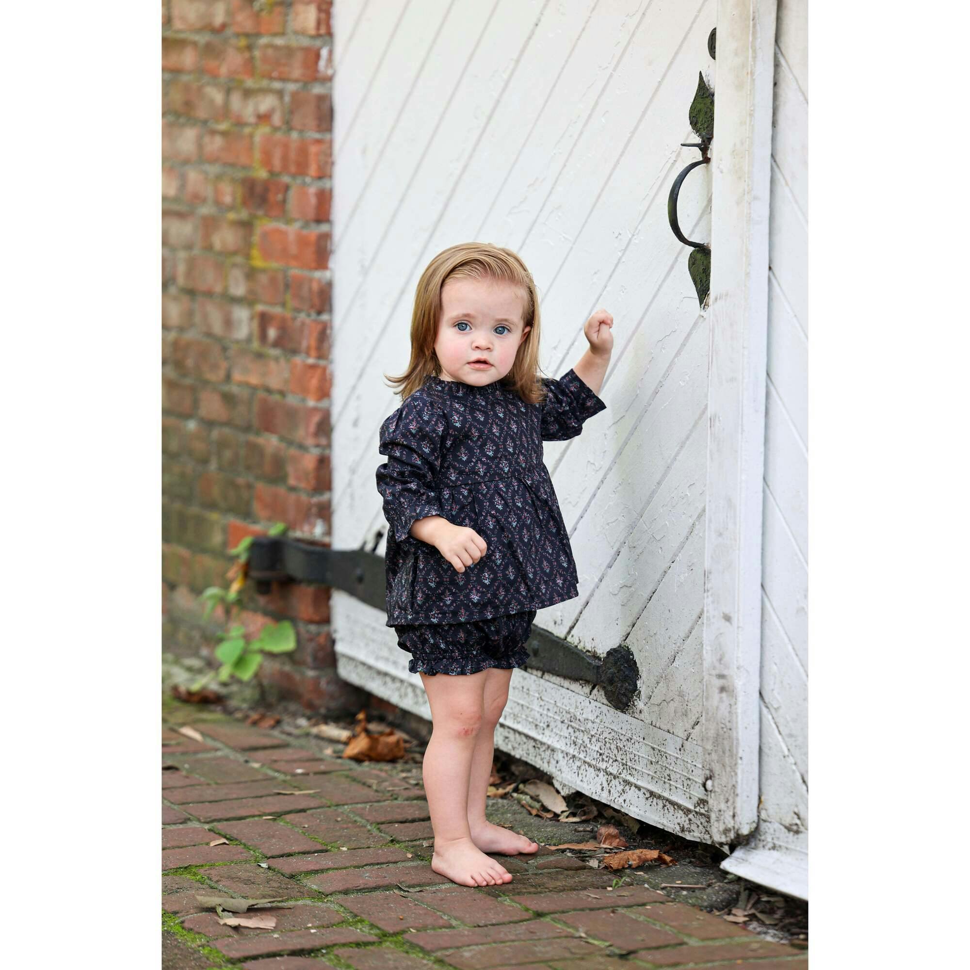 Baby Girls Vintage Victorian Ruffle Trim Peplum Top & Bloomer 2-Piece Set