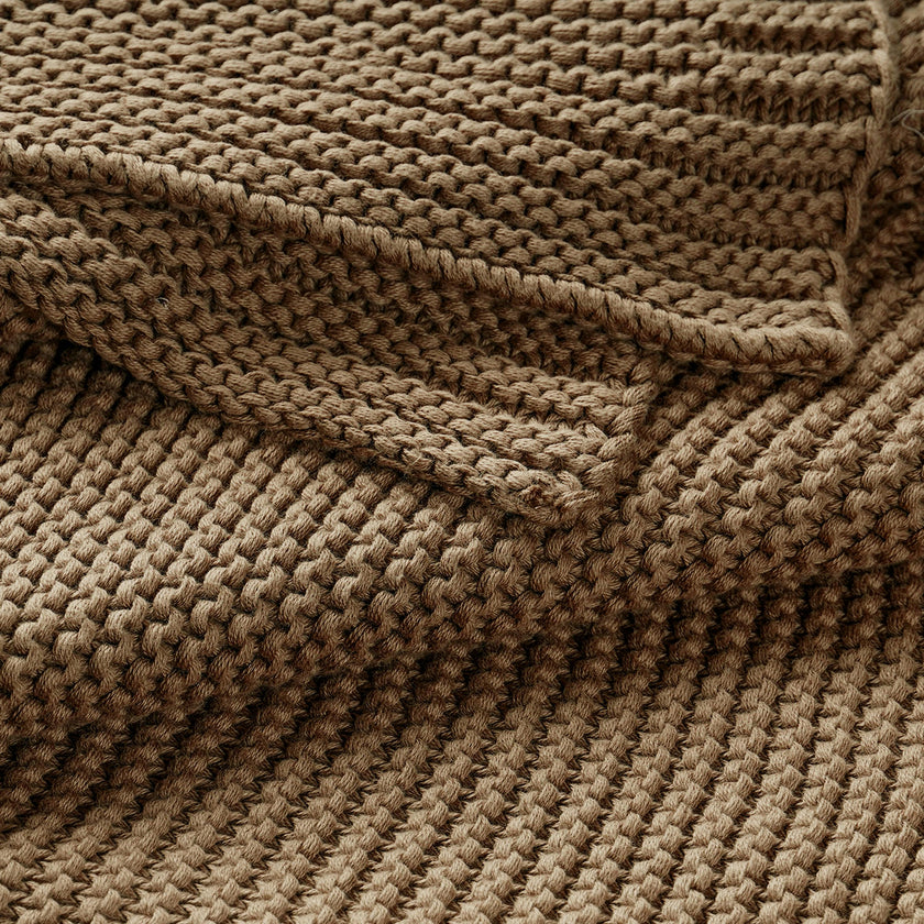 Organic Knit Throw Blanket - Brown