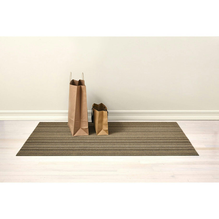 Skinny Stripe Shag Floor Mat, Mushroom