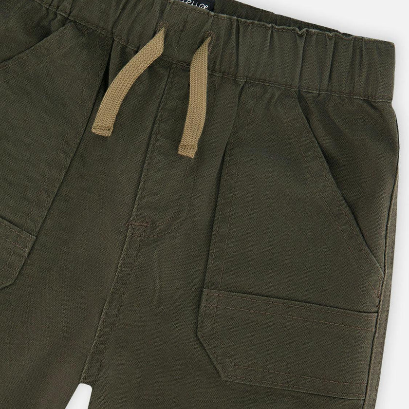 Stretch Canvas Jogger Pants Very Dark Green