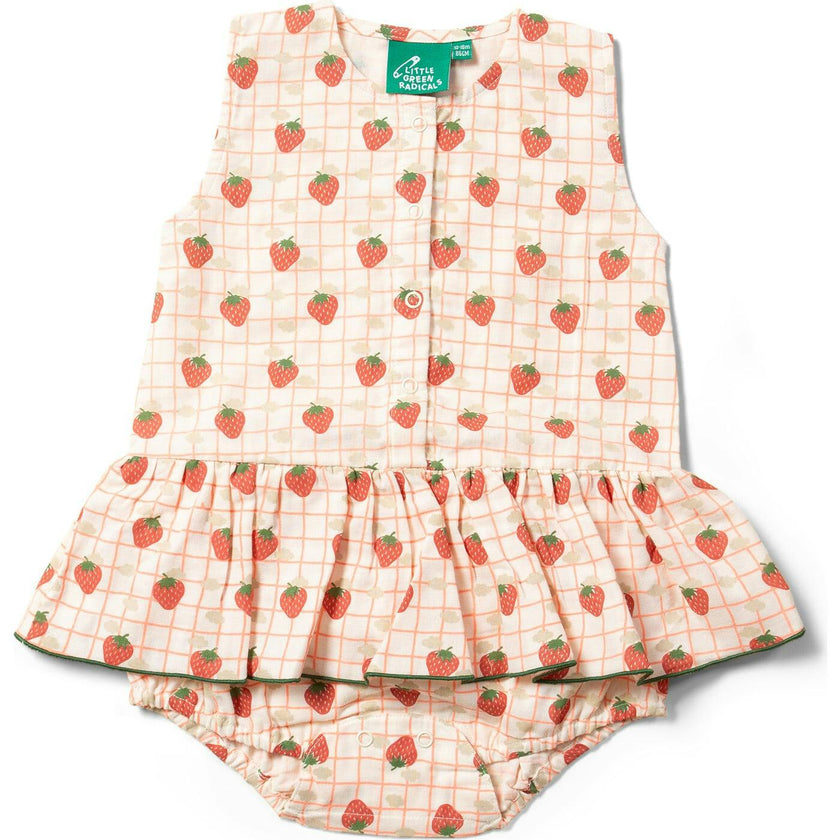 Strawberry Days Ruffle Romper, Cream