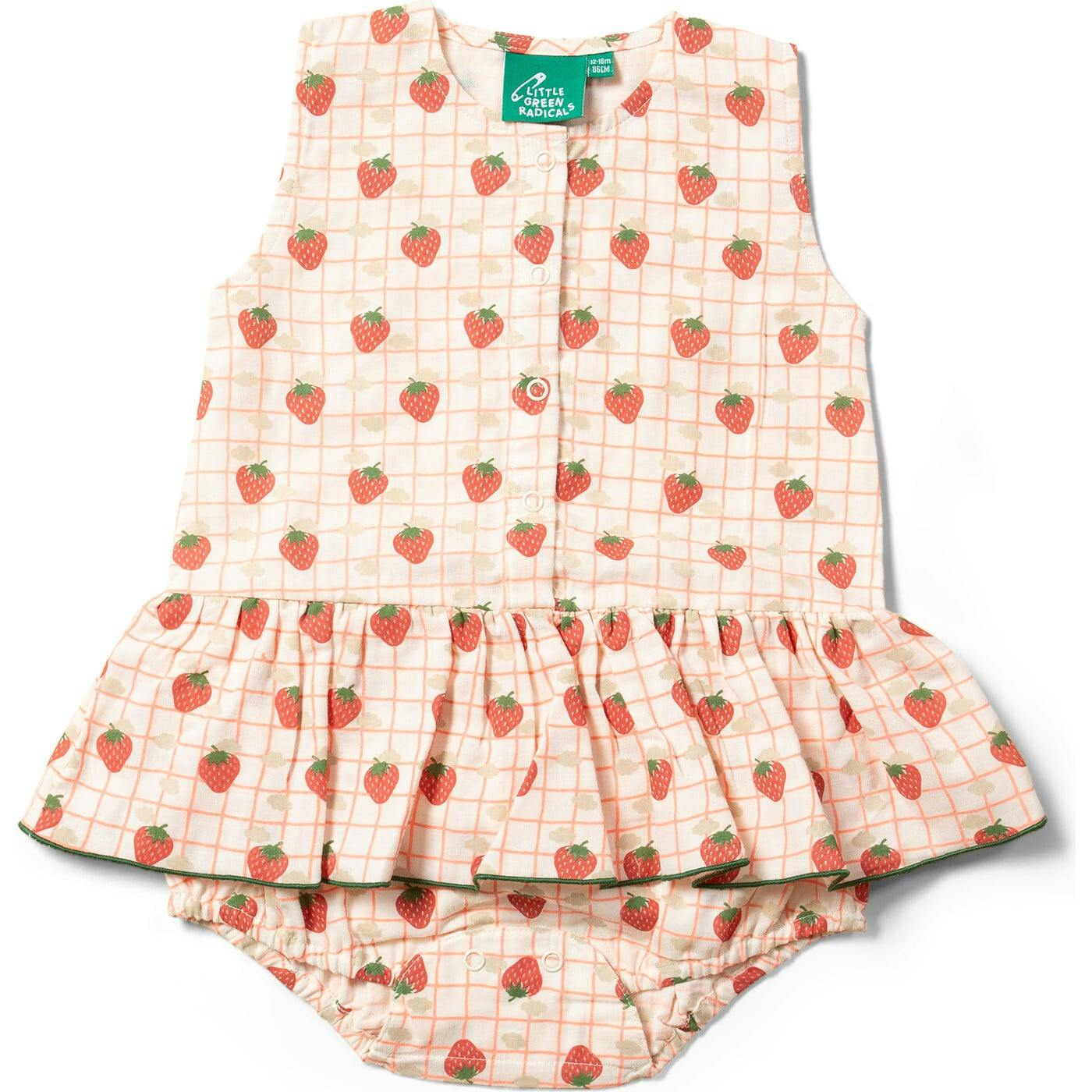 Strawberry Days Ruffle Romper, Cream