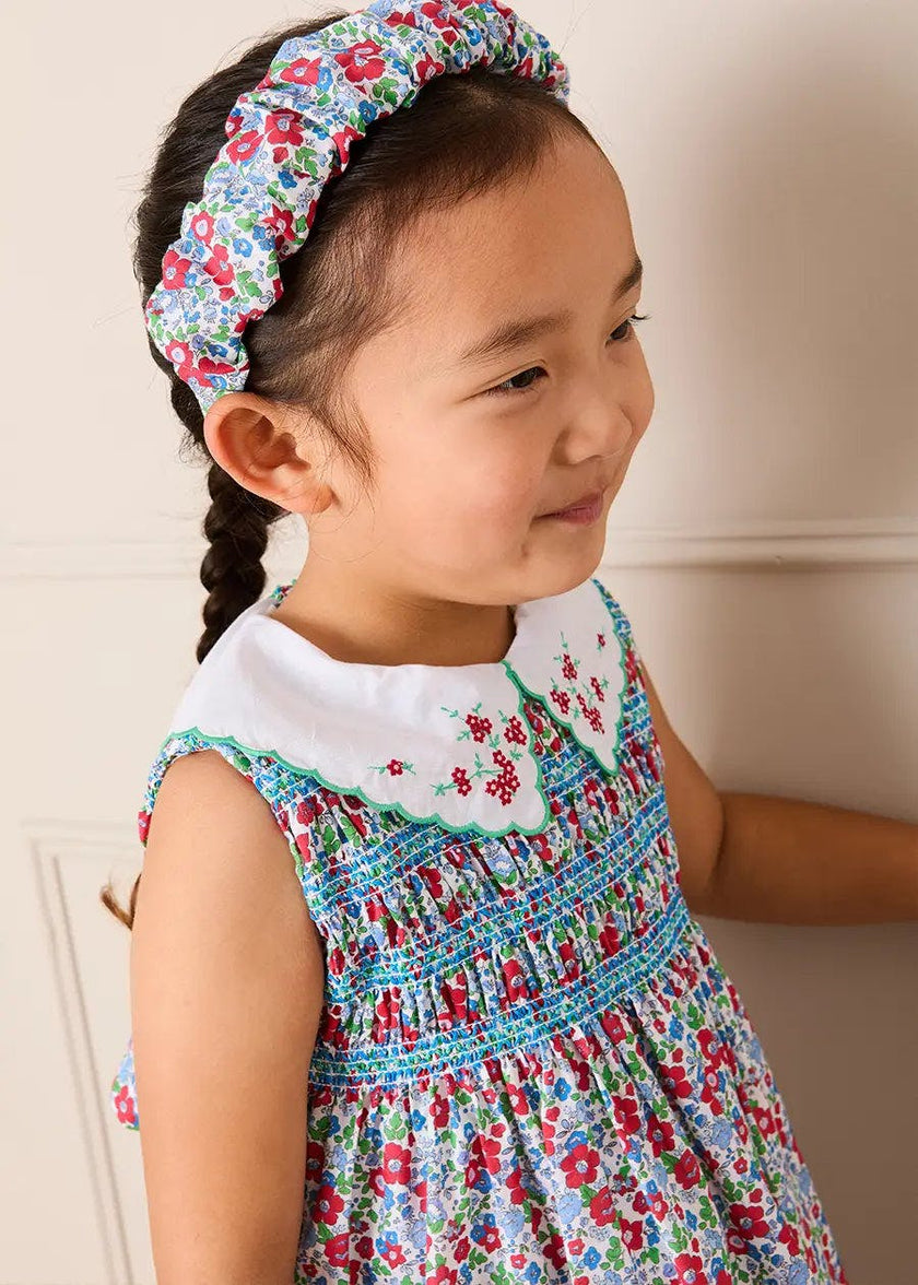 Emilia Floral Embroidered Collar Sleeveless Dress in Red (12mths- 10yrs)