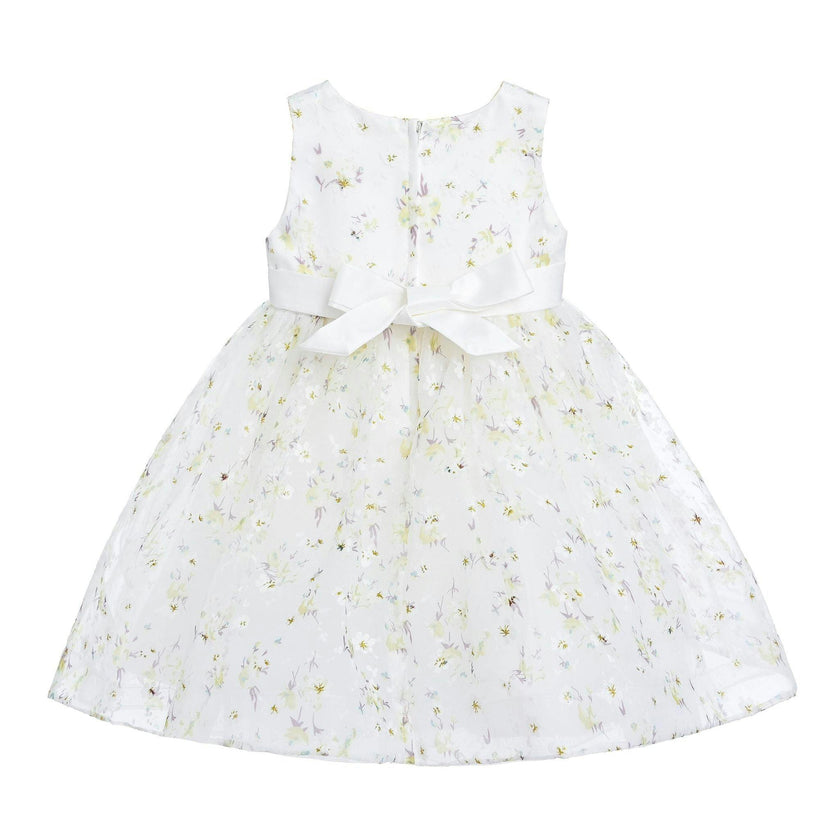 Ivory Floral Patterned Bow Dress