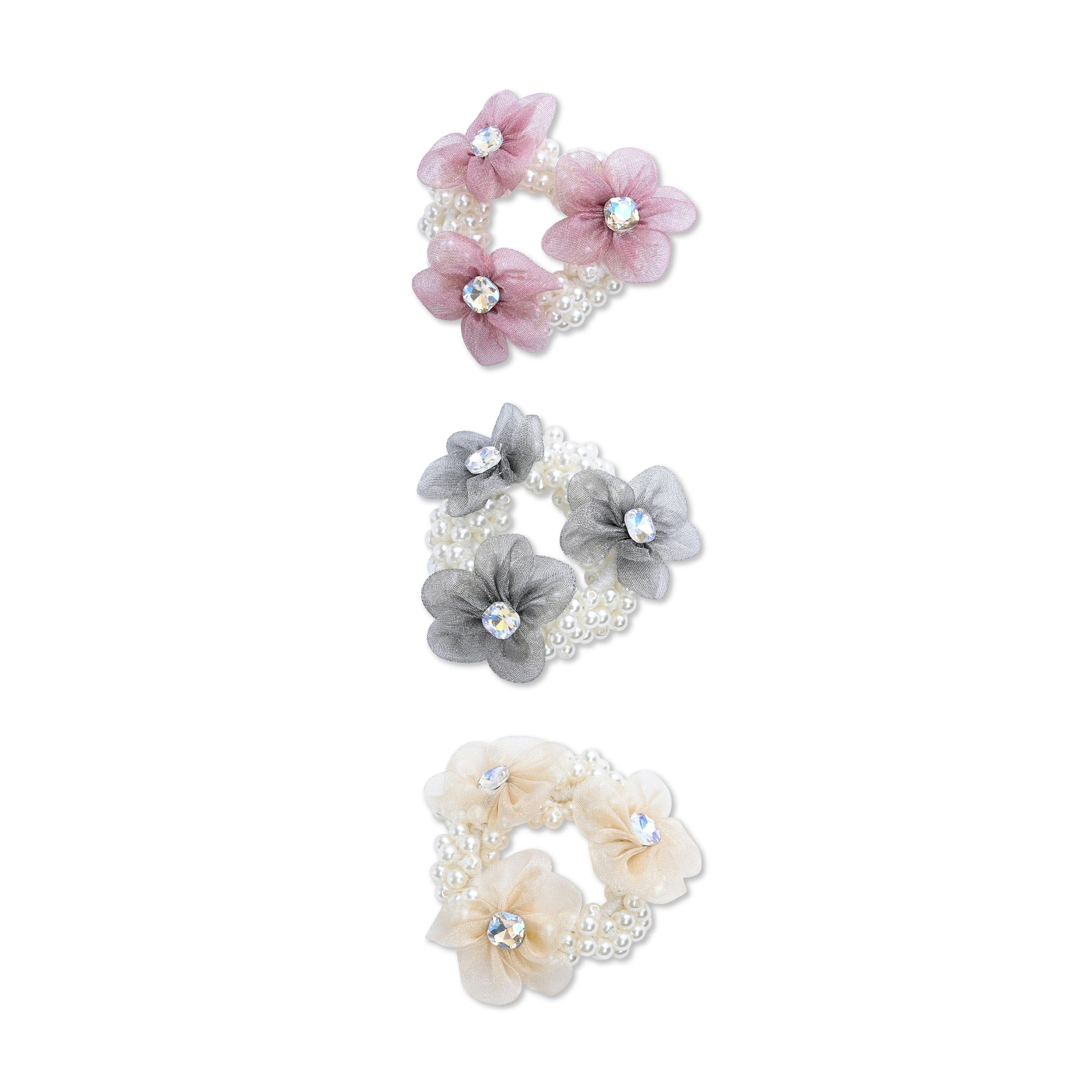 Pearl Flower Scrunchie Set