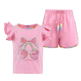 Crystal Cherry Ruffle Short Set