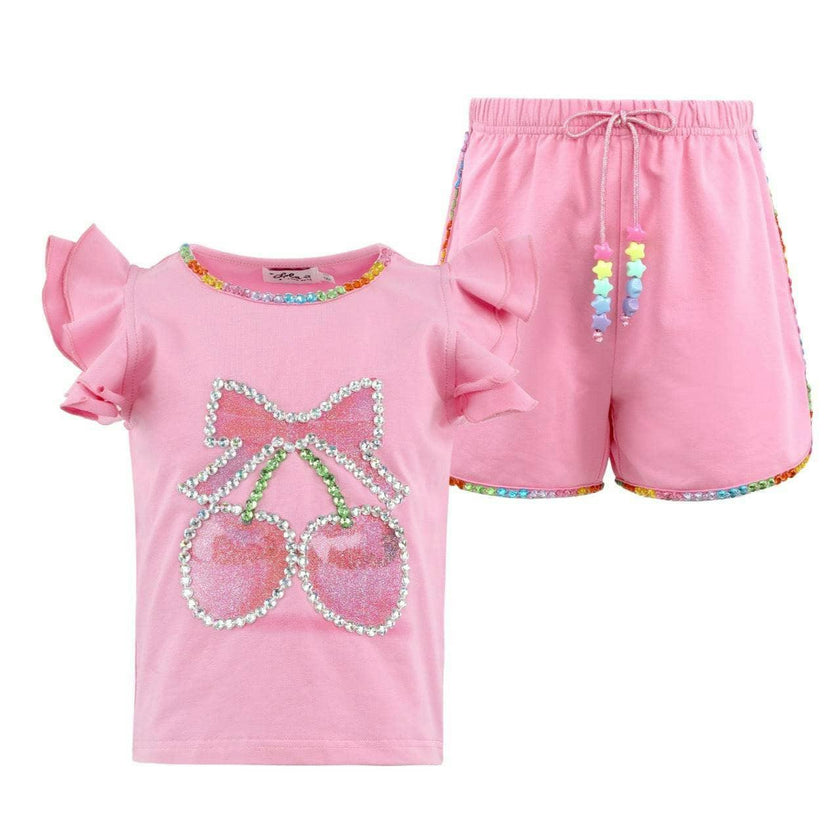 Crystal Cherry Ruffle Short Set