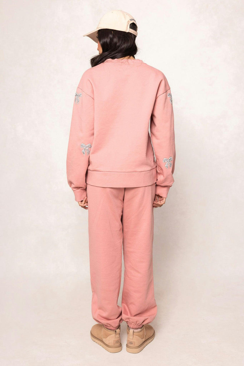Micah Crew Neck Sweatshirt in Pink & Bows