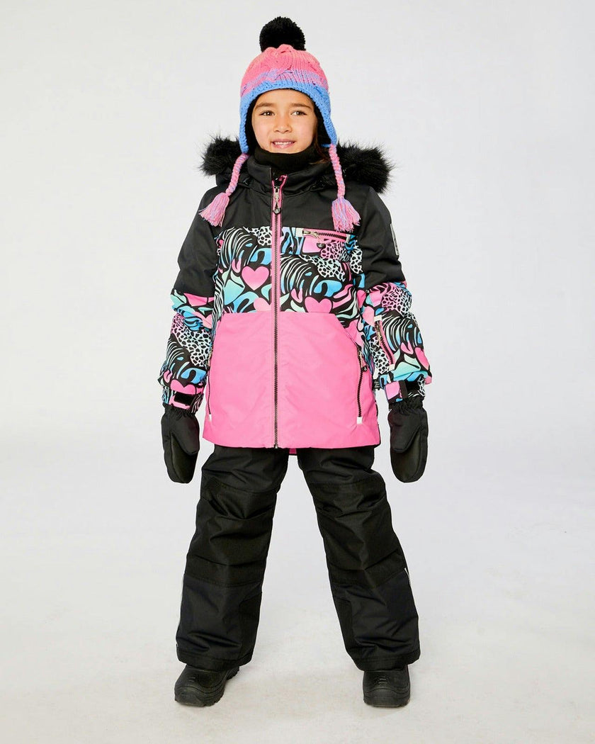 Two Piece Play Snowsuit Black Zebra Print With Black Pants