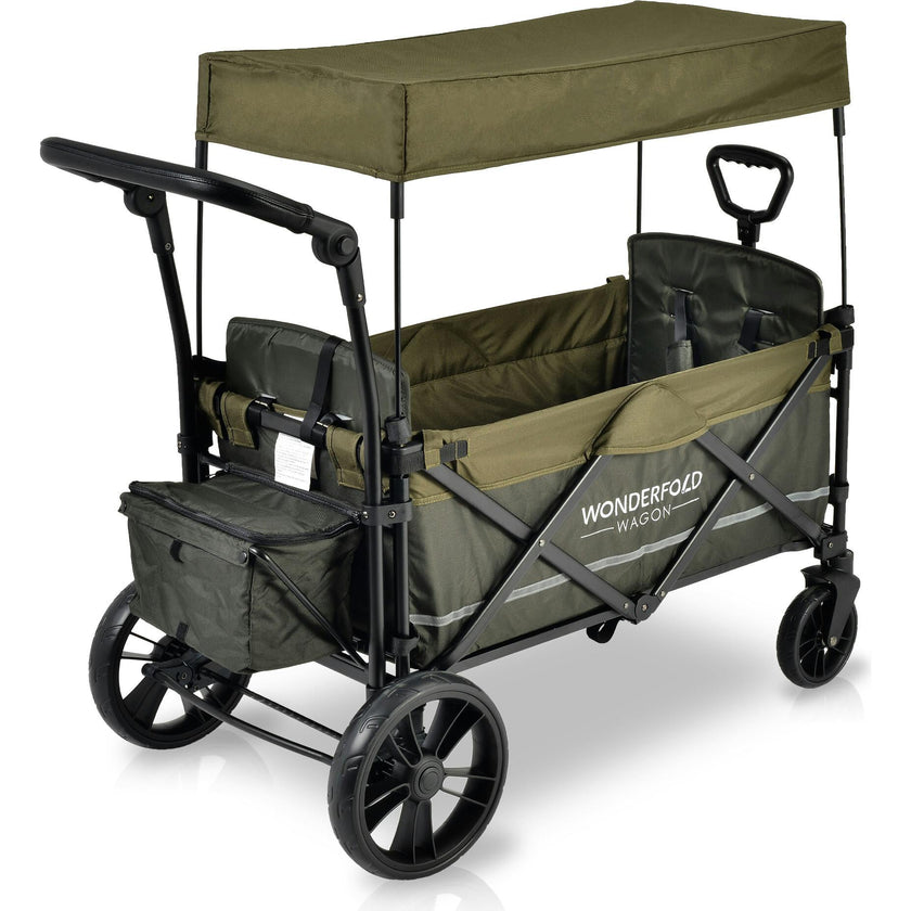 Pull & Push Double Stroller Wagon 2 Seater with Magnetic Seatbelt Buckles