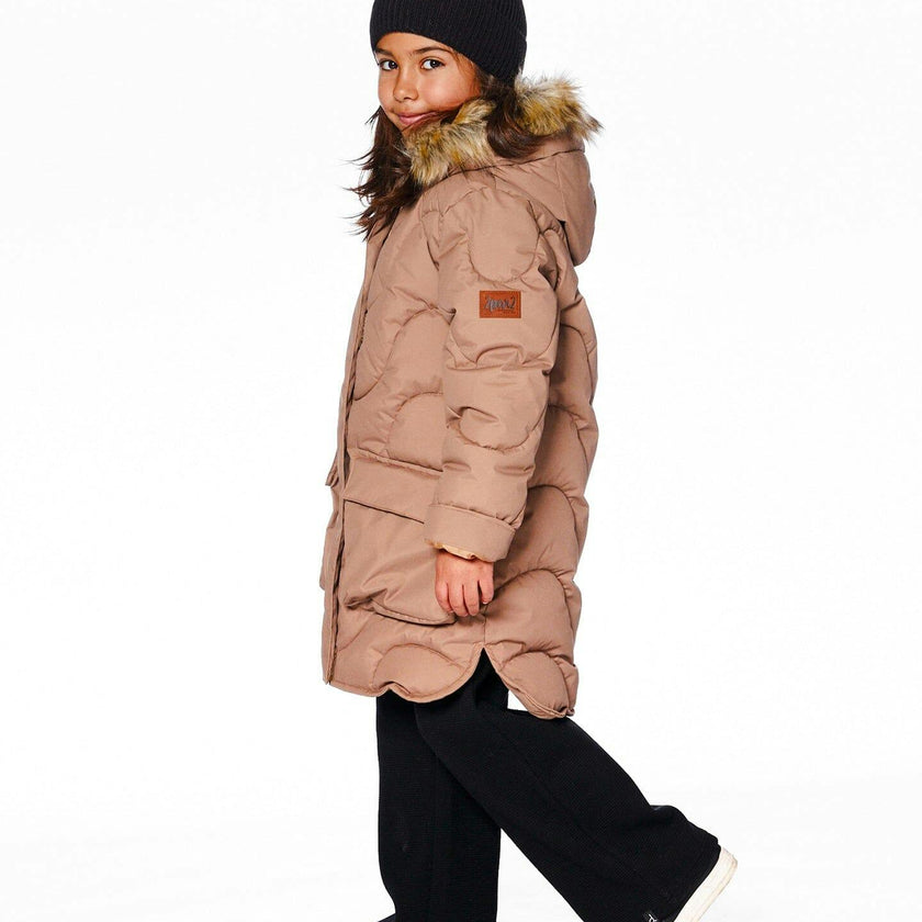 Long Wavy Quilt Puffy Winter Coat Chanterelle