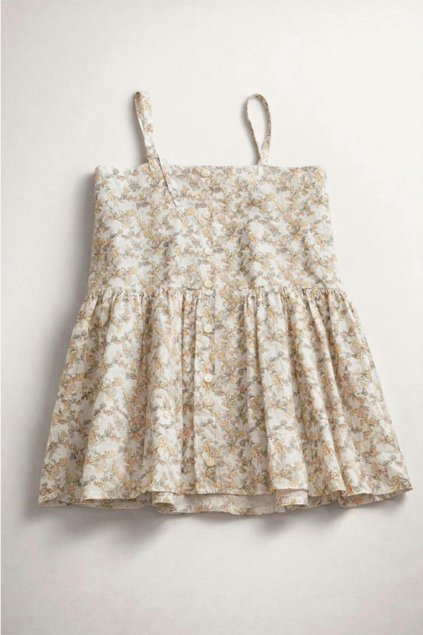 Hikari Pintuck Dress| Mustard Sage Blossom