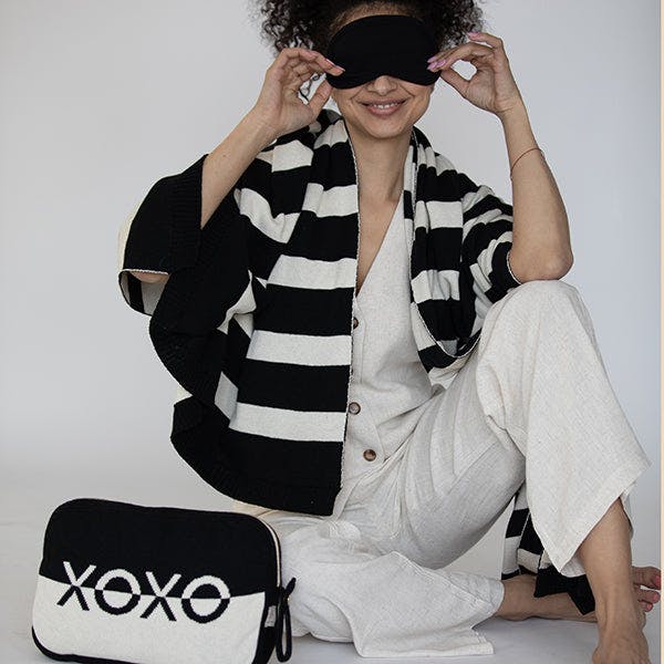 Xoxo Reversible Stripes Blanket Travel Set