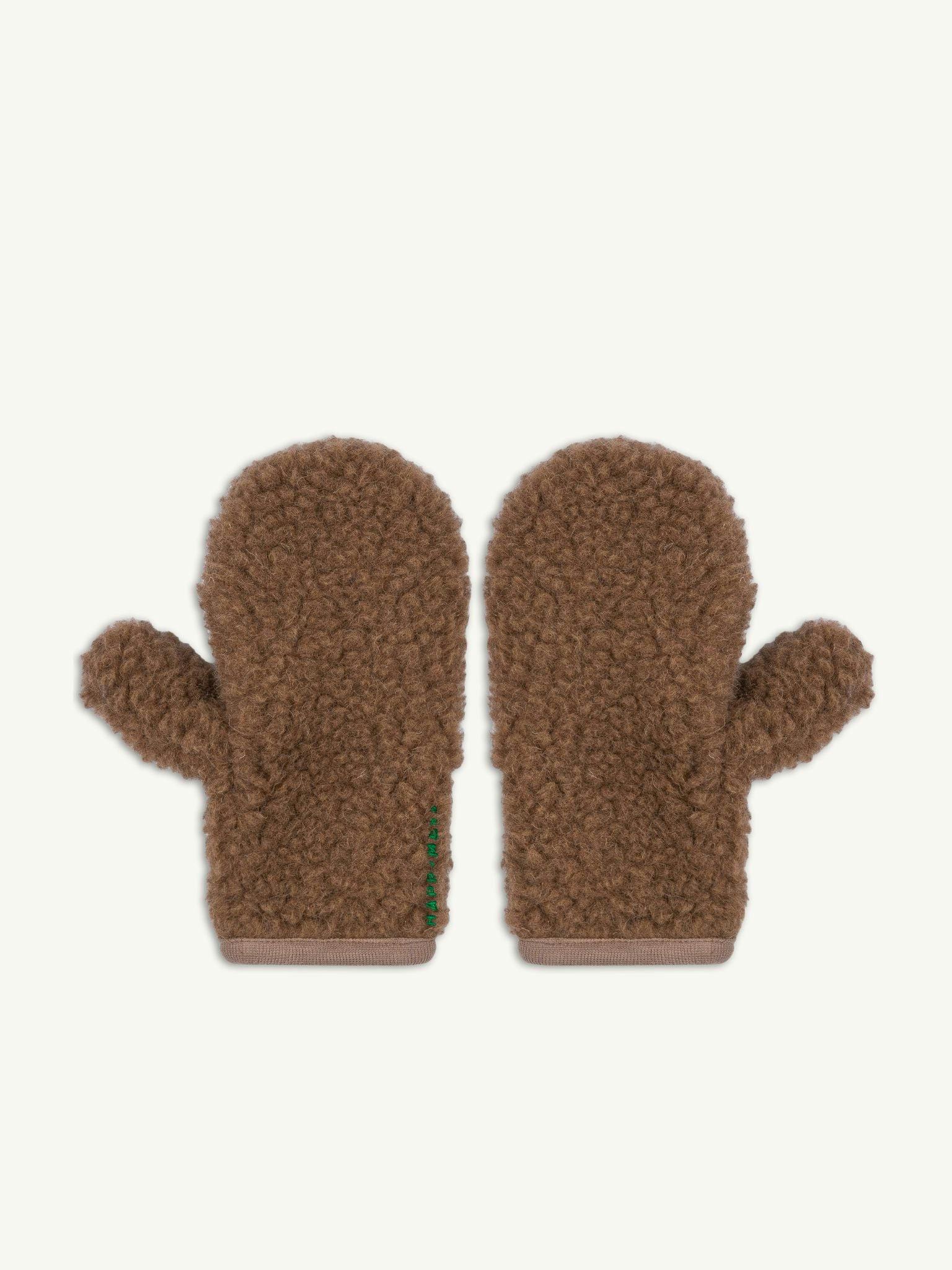 children's merino mittens - teddy brown 6y+