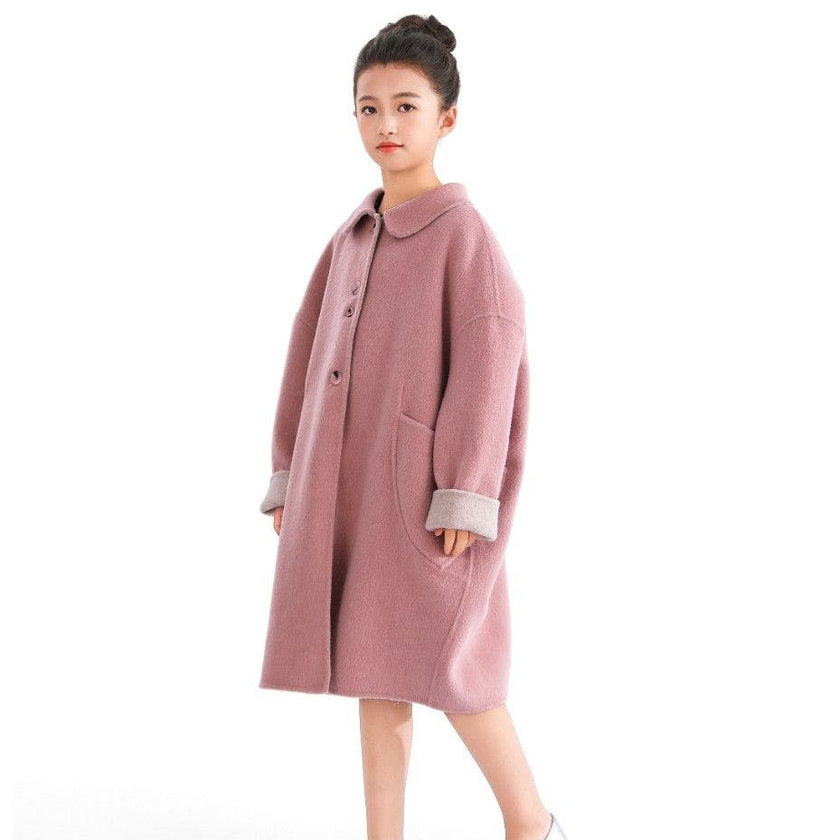 Pink Wool Coat with Peter Pan Collar