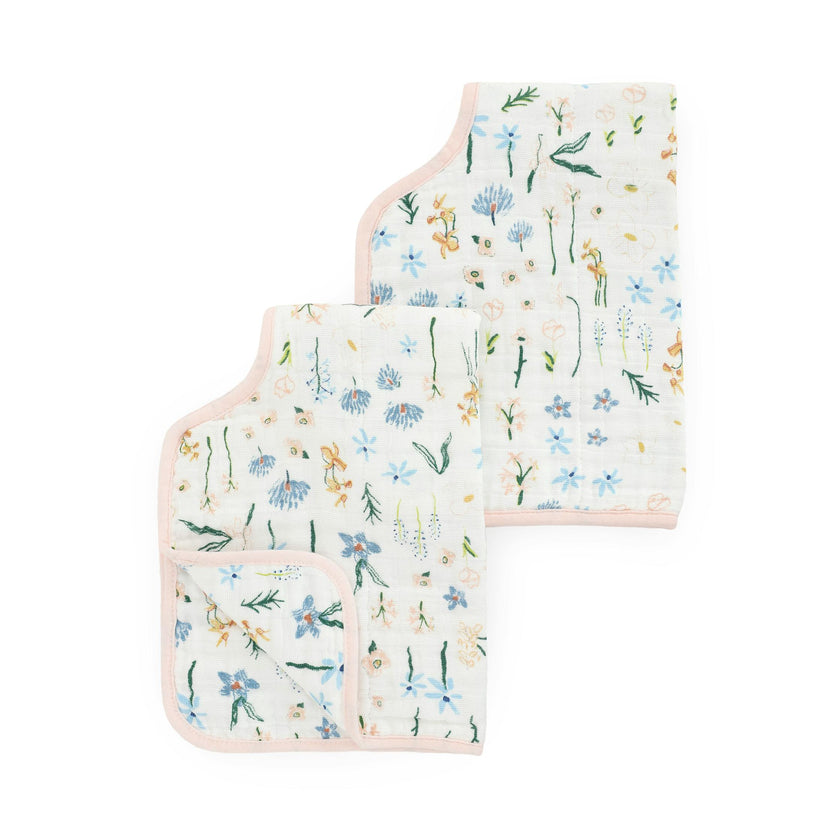 Cotton Muslin Burp Cloth 2 Pack - Pastel Petals