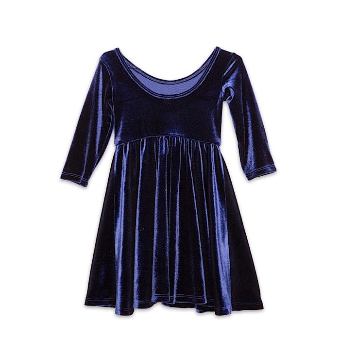 Twirly Stretch Velvet Scoop Back Long Sleeve Knit Dress