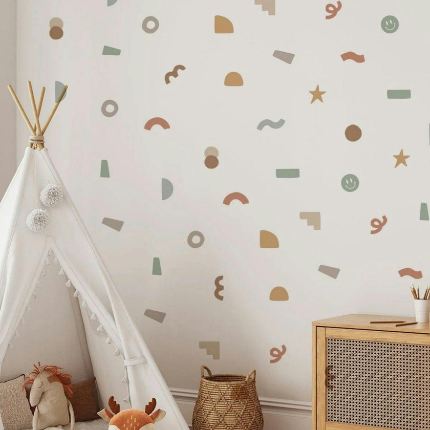 Peel & Stick Fabric Wall Stickers - Abstract Shapes (Earth