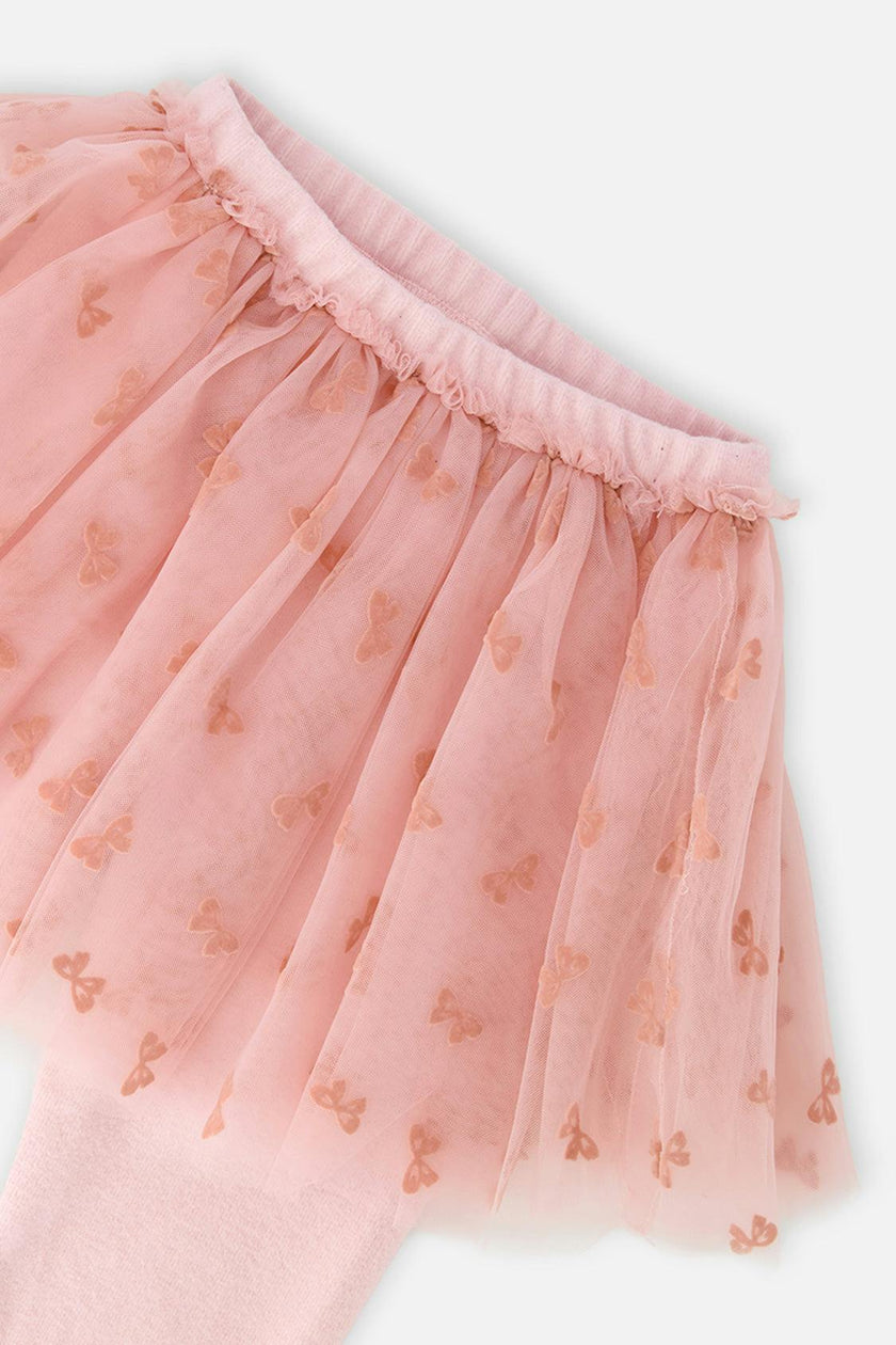 Leggings With Integrated Tulle Skirt Pale Dusty Pink