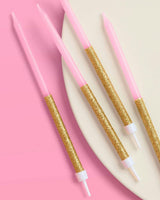 Pink + Gold Glitter Candles - 10 birthday candles