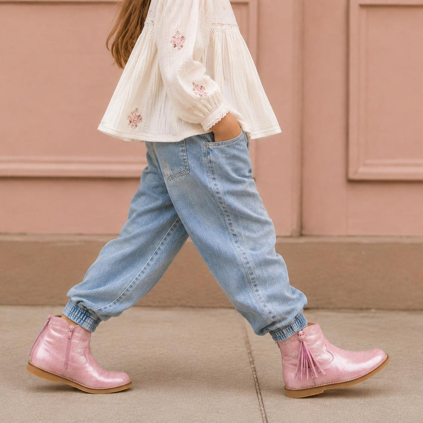 Hannah Suede Boot | Metallic Pink