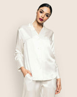 Women's Silk Pajama Set in White