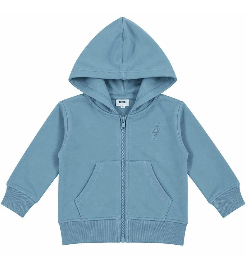 Kids Bolt Zip Hoodie - Dusty Blue