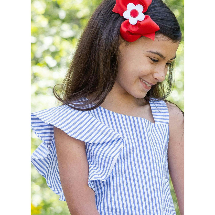 Seersucker Flutter Sleeve Dress