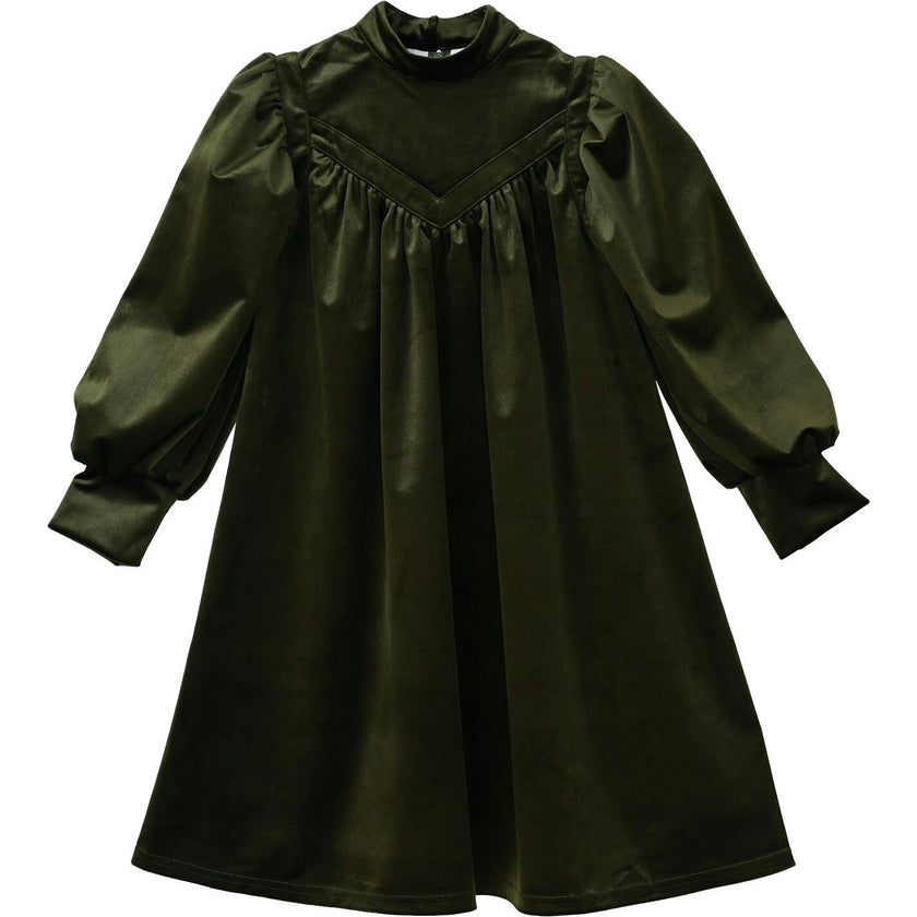 Rachel dress (olive-green velvet)