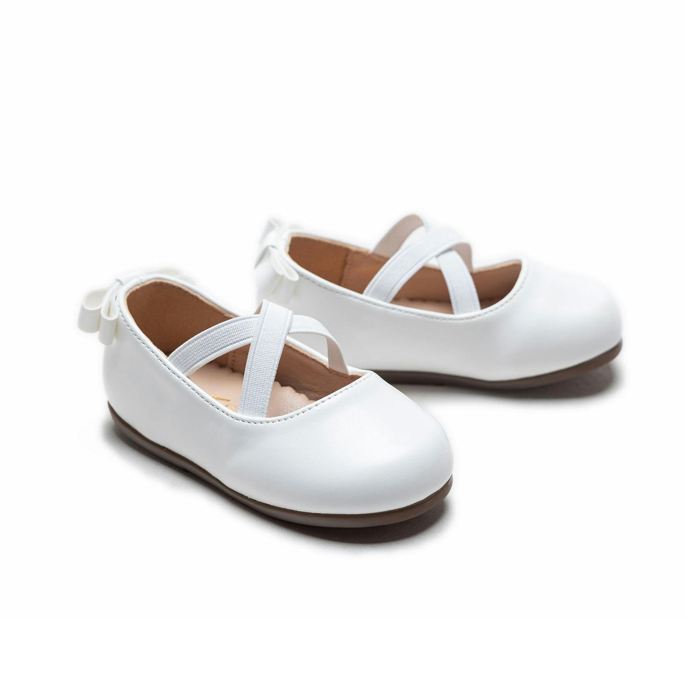 White Charmed Cross Banded Ribbon Flats