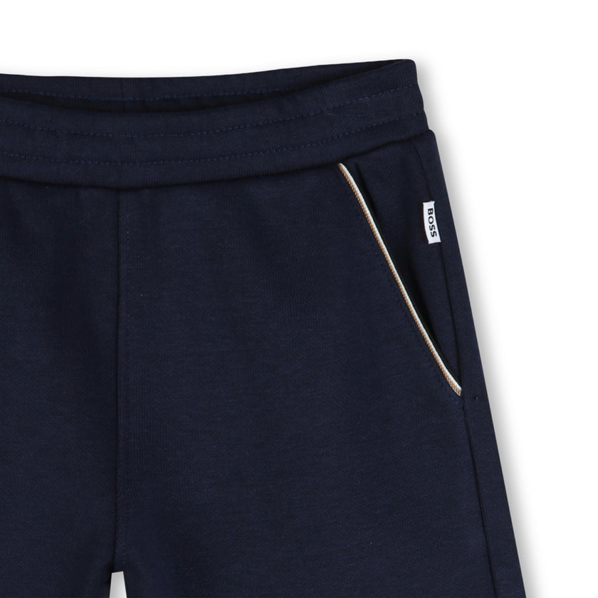 White & Navy Graphic Short Set